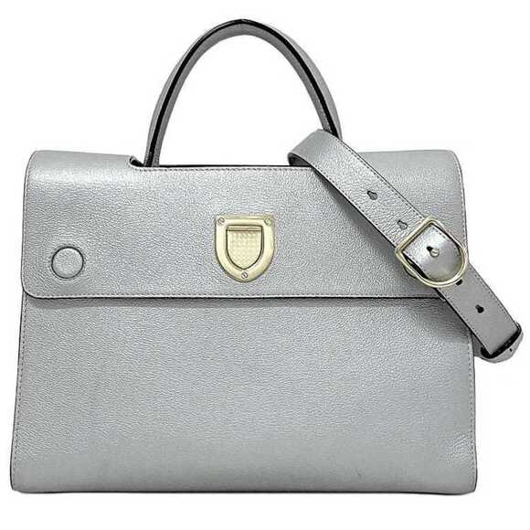 CHRISTIAN DIOR Ever 2way Bag Silver Gold Leather GP Tote - Picture 1 of 10